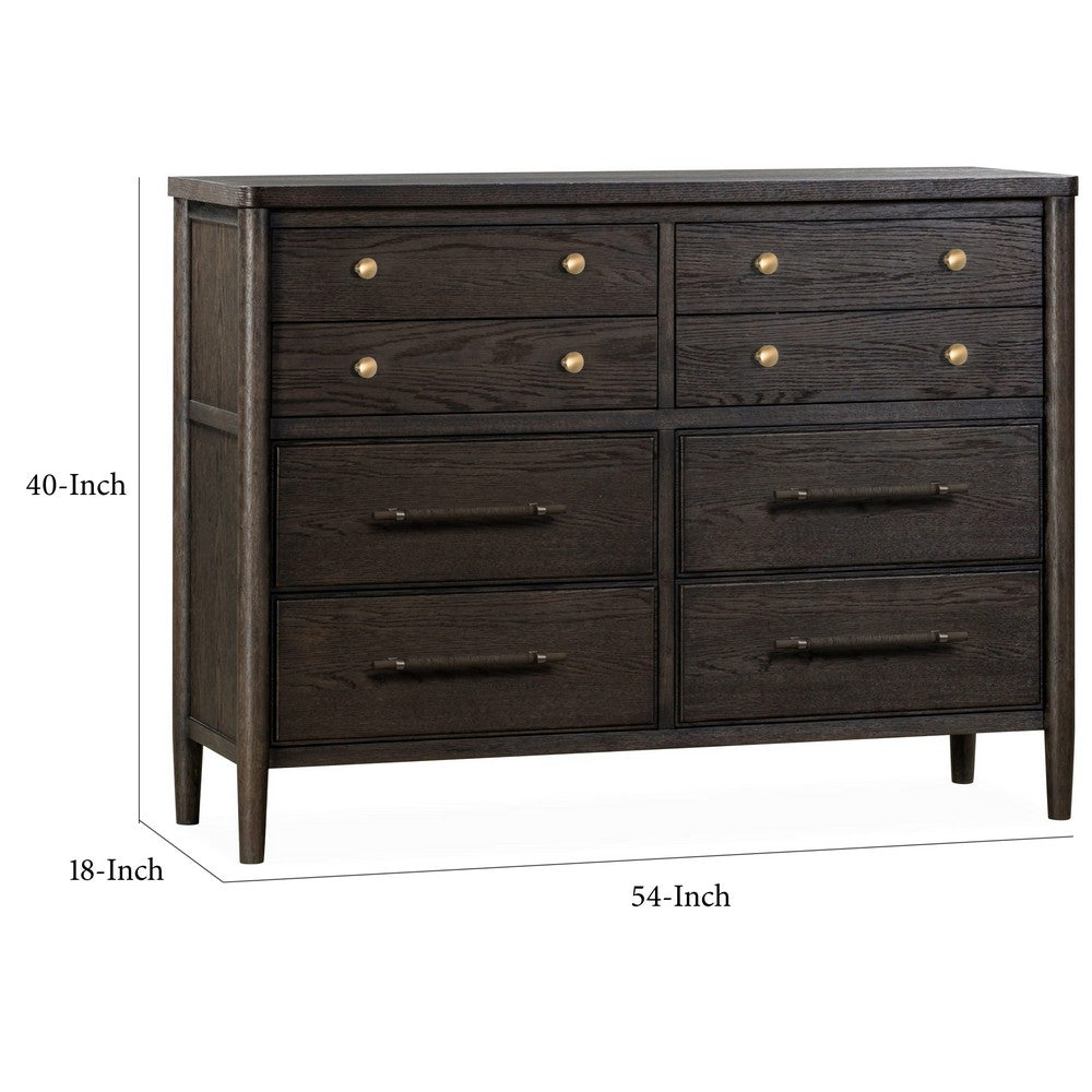 Rocky Wide Dresser with 8 Drawers | Yin Black Solid Wood