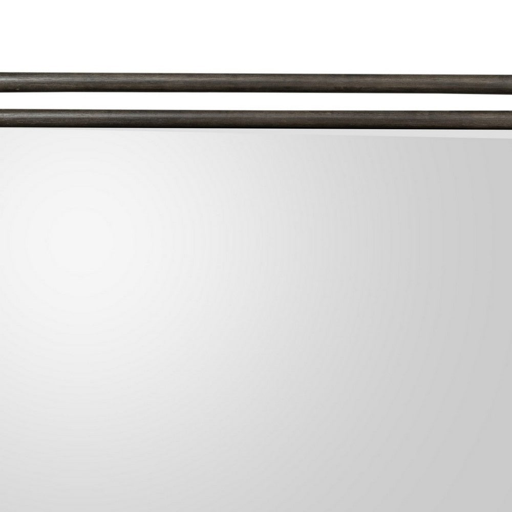 Rocky Wall or Dresser Mirror | Beveled Glass | Yin Black Rubberwood 38x45