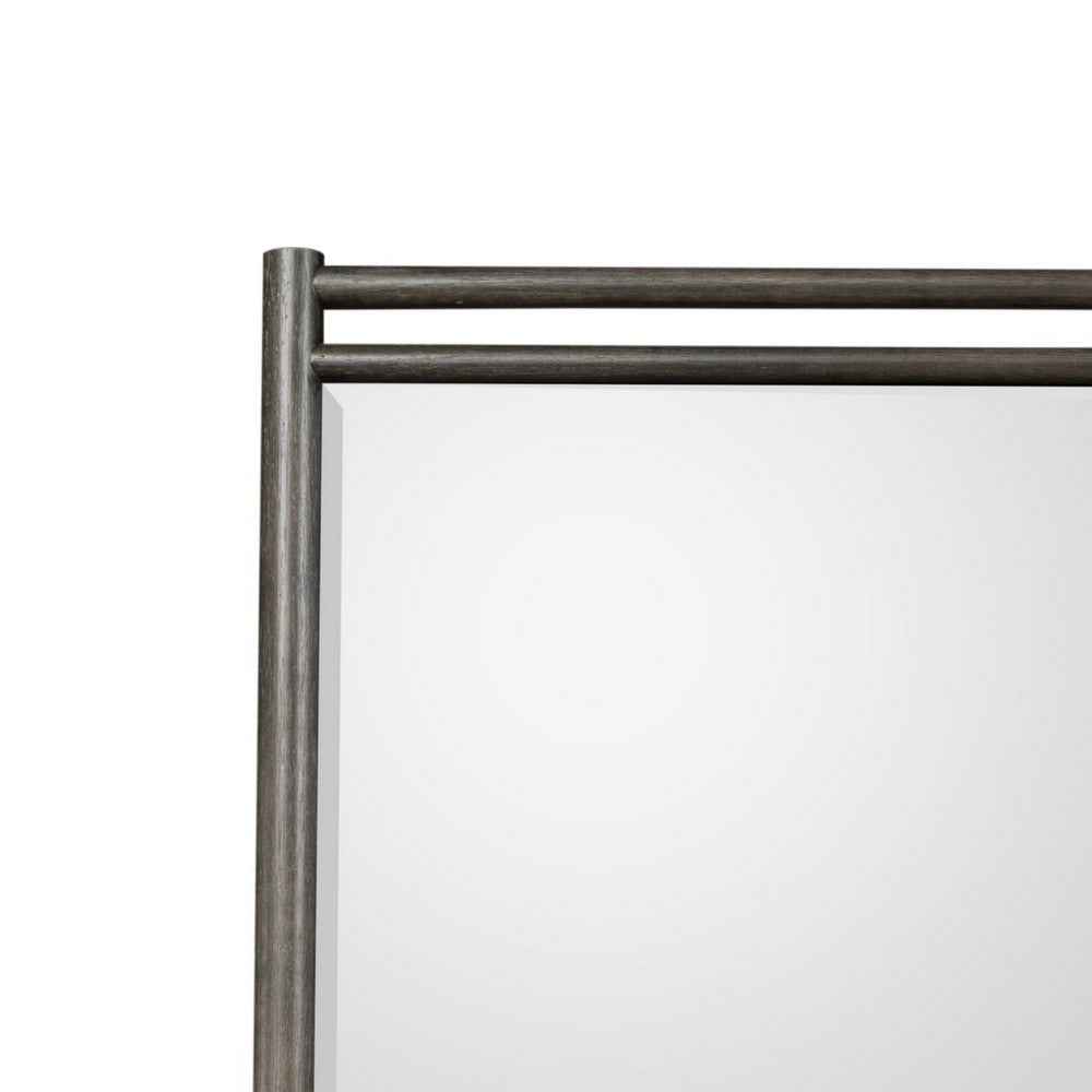 Rocky Wall or Dresser Mirror | Beveled Glass | Yin Black Rubberwood 38x45