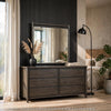 Rocky Wall or Dresser Mirror | Beveled Glass | Yin Black Rubberwood 38x45