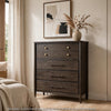 Rocky Tall Dresser Chest with 8 Drawers | Yin Black Solid Wood