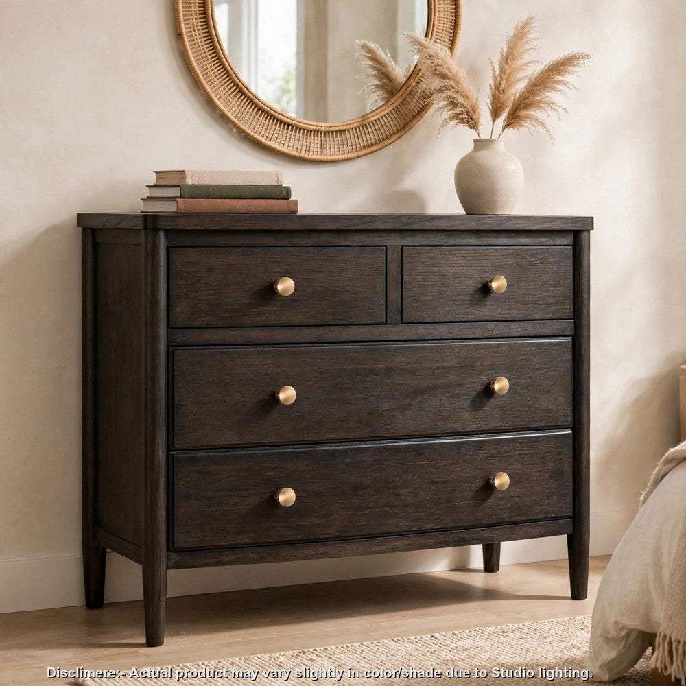 Rocky Small Dresser Chest with 8 Drawers | Yin Black Solid Wood