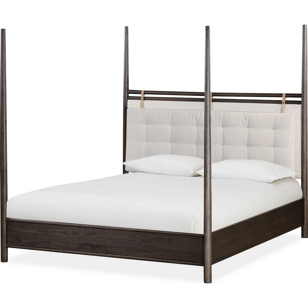 Rocky Queen-Size Poster Bed | Tall Frame | Yin Black | Turtle Dove Linen