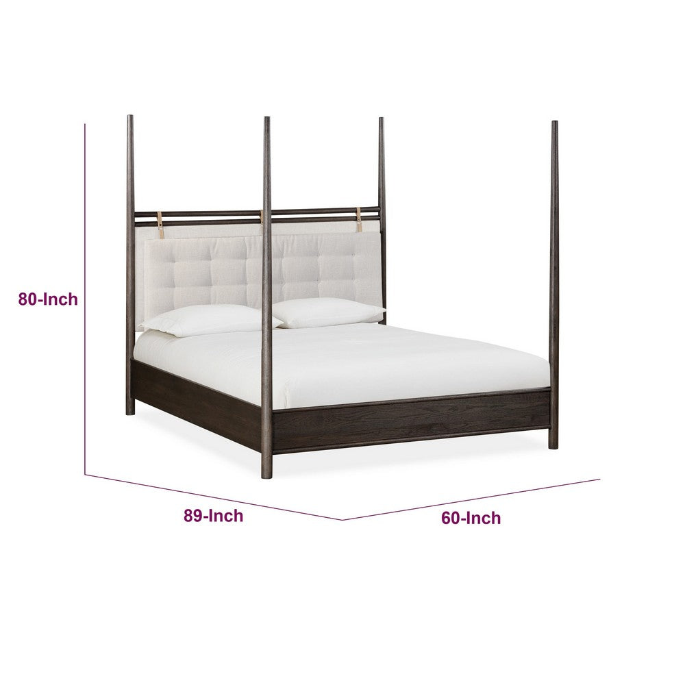 Rocky Queen-Size Poster Bed | Tall Frame | Yin Black | Turtle Dove Linen