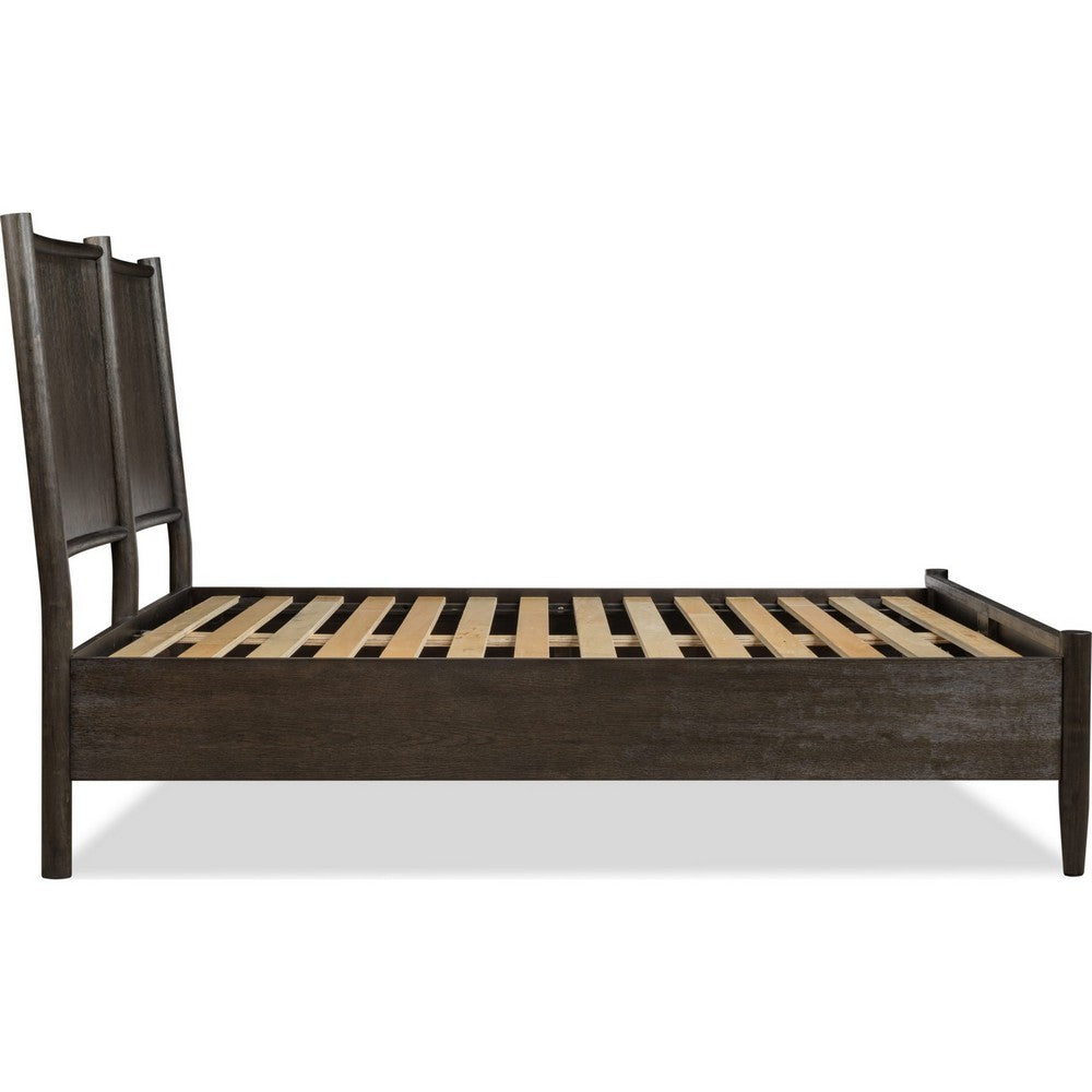 Rocky Queen-Size Platform Bed | Bentwood Panels | Yin Black Solid Wood