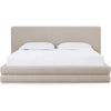Manny Queen Platform Bed | Stacked Design | Brown Boucle Fabric