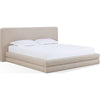Manny Queen Platform Bed | Stacked Design | Brown Boucle Fabric