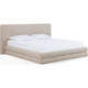 Manny Queen Platform Bed | Stacked Design | Brown Boucle Fabric