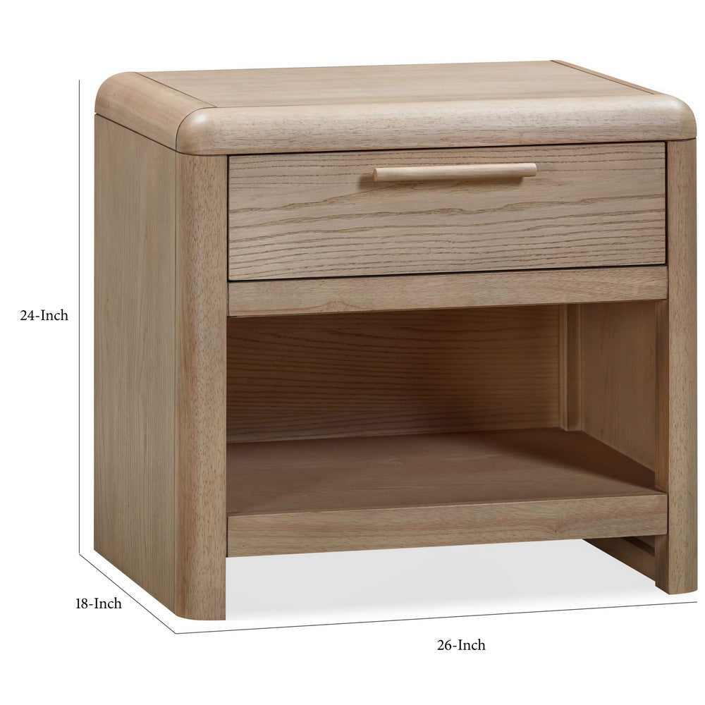 Fiona Nightst& with 1 Drawer & Open Shelf | Ginger Solid Wood