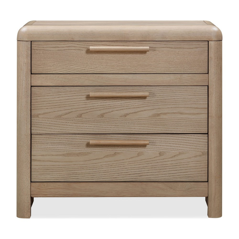 Fiona Nightst& with Cord Management | 3 Drawers | Ginger Solid Wood