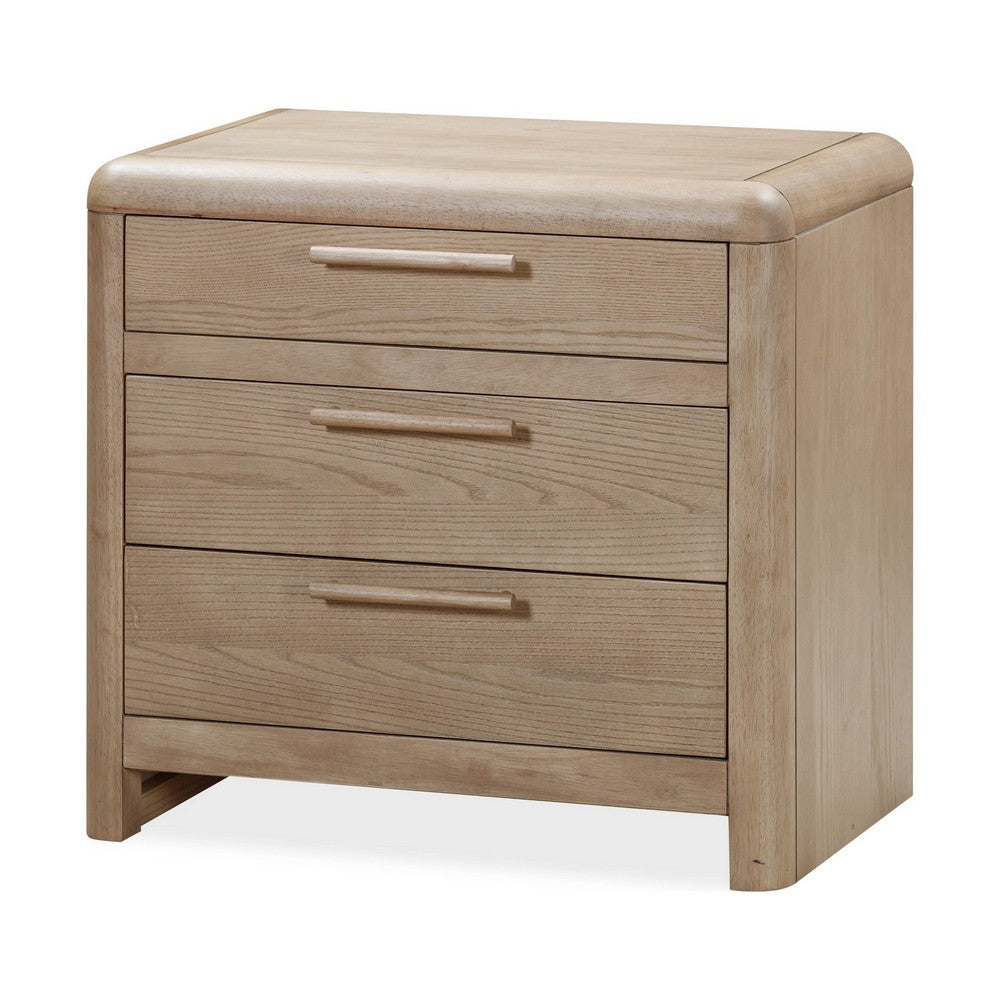 Fiona Nightst& with Cord Management | 3 Drawers | Ginger Solid Wood