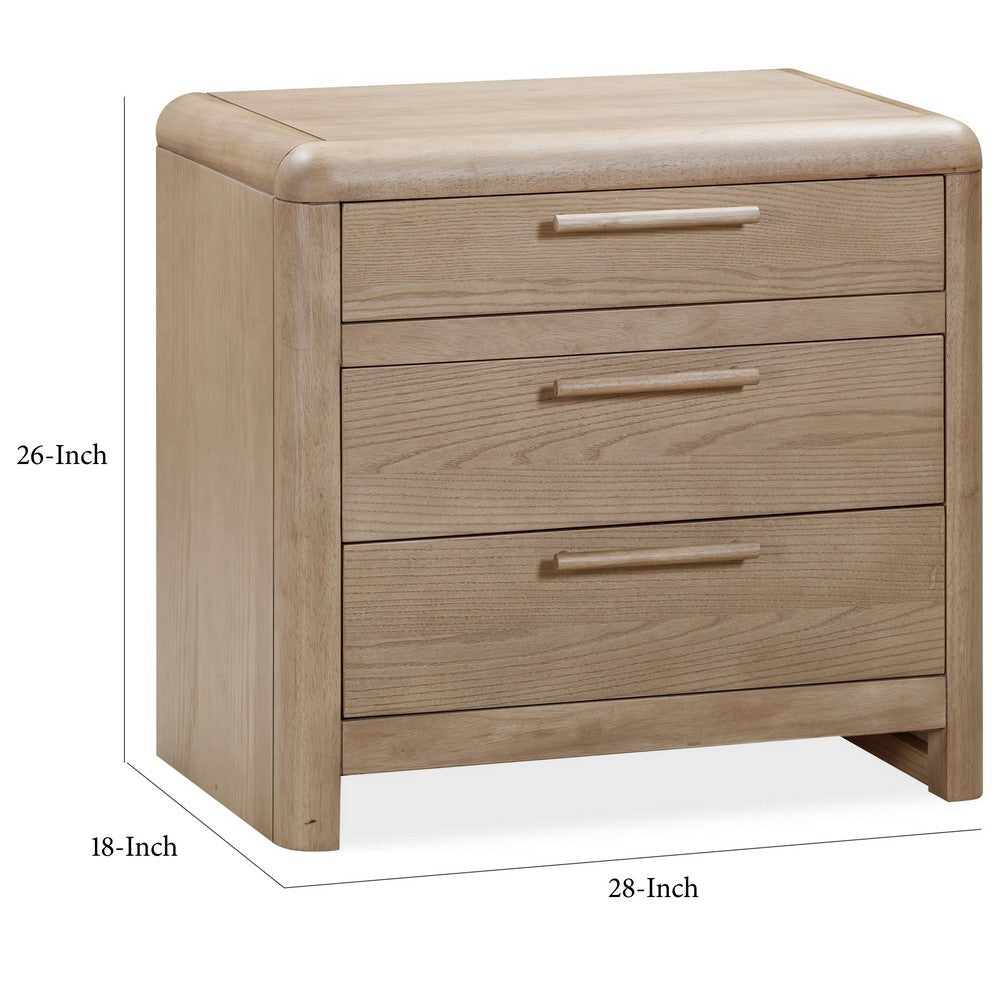 Fiona Nightst& with Cord Management | 3 Drawers | Ginger Solid Wood