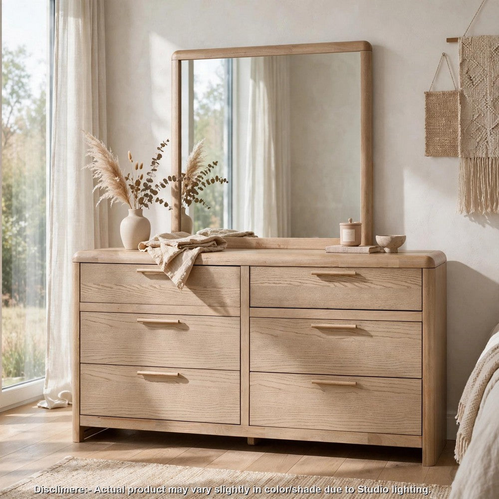 Fiona Wide Dresser with 8 Drawers | Ginger Brown Ash-Rubberwood