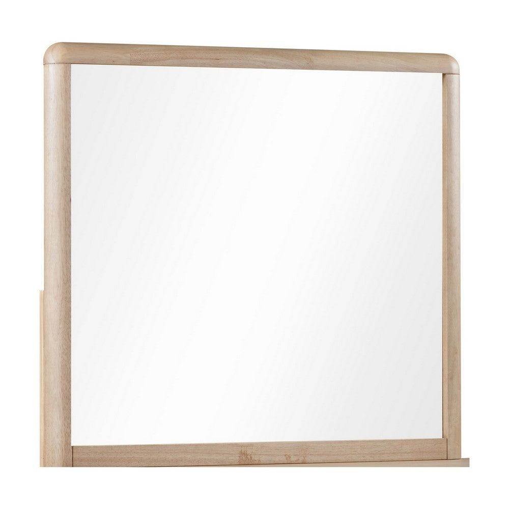 Fiona Wall or Dresser Mirror with Beveled Glass | Ginger Rubberwood 38x40