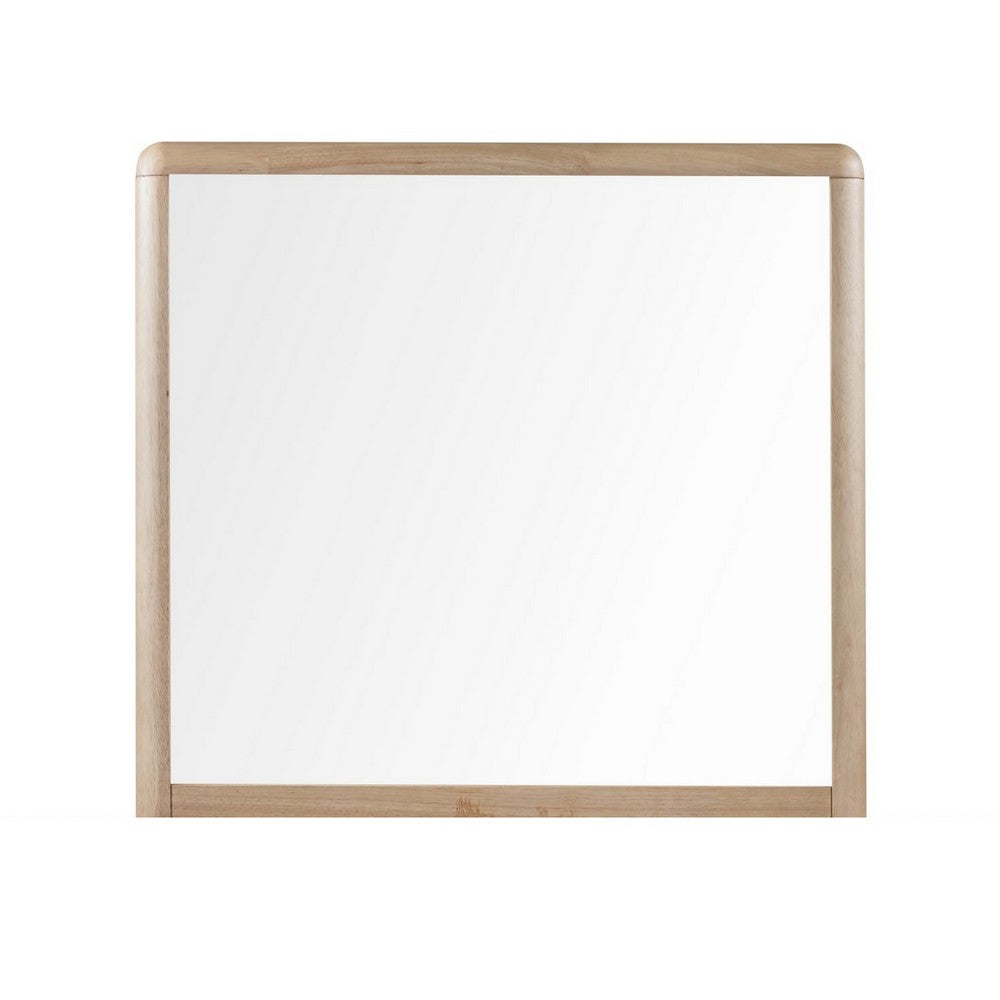 Fiona Wall or Dresser Mirror with Beveled Glass | Ginger Rubberwood 38x40