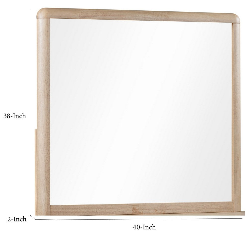 Fiona Wall or Dresser Mirror with Beveled Glass | Ginger Rubberwood 38x40