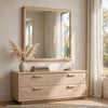 Fiona Wall or Dresser Mirror with Beveled Glass | Ginger Rubberwood 38x40