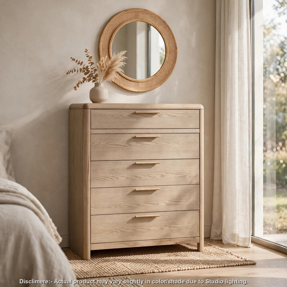 Fiona Tall Dresser Chest with 8 Drawers | Ginger Brown Ash-Rubberwood
