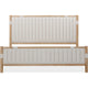 Fiona Queen Upholstered Panel Bed in Ginger Wood | Brown Boucle Fabric