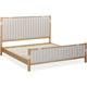 Fiona Queen Upholstered Panel Bed in Ginger Wood | Brown Boucle Fabric