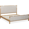 Fiona King Upholstered Panel Bed in Ginger Wood | Brown Boucle Fabric