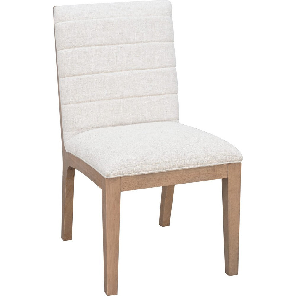 Sumy Dining Chair with Natural Linen Upholstery | Ginger Brown Solid Wood
