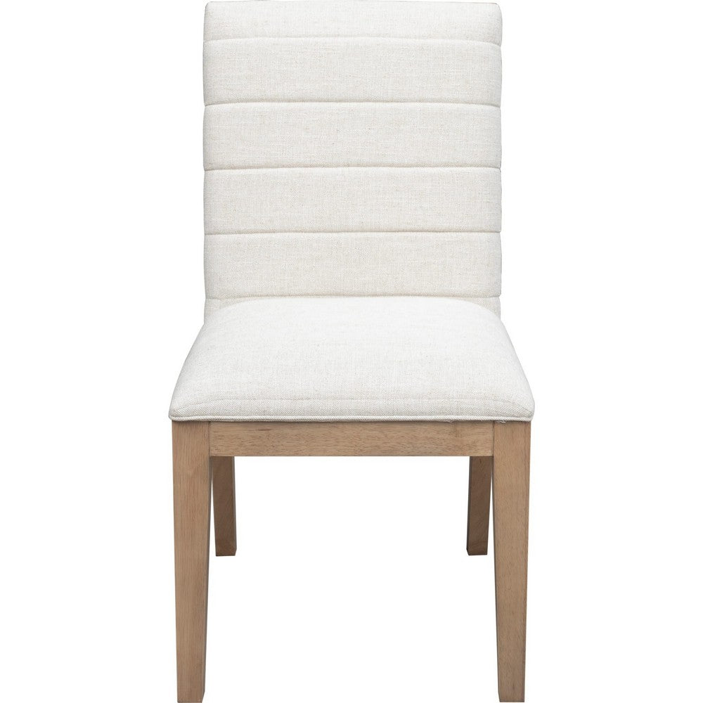 Sumy Dining Chair with Natural Linen Upholstery | Ginger Brown Solid Wood
