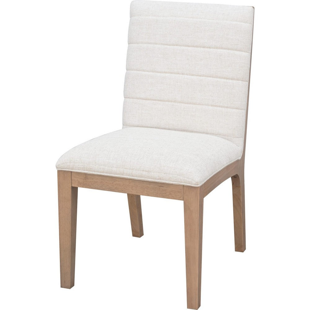 Sumy Dining Chair with Natural Linen Upholstery | Ginger Brown Solid Wood