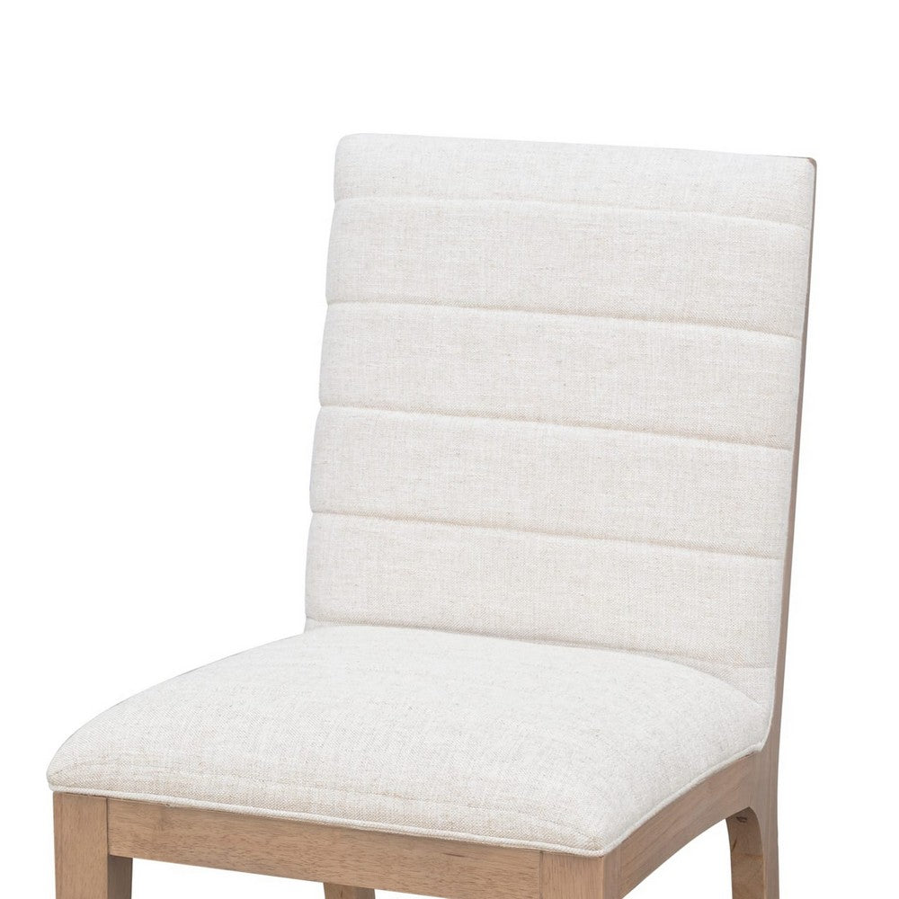 Sumy Dining Chair with Natural Linen Upholstery | Ginger Brown Solid Wood