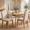 Sumy Dining Chair with Natural Linen Upholstery | Ginger Brown Solid Wood