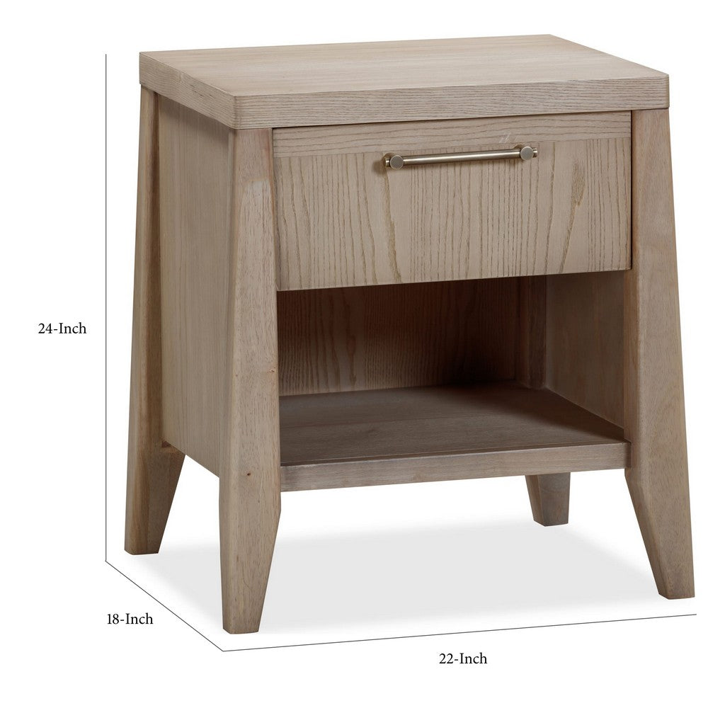 Sumy Nightst& with 1 Drawer & Lower Shelf | Ginger Solid Wood