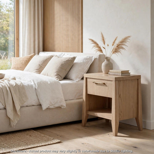Sumy Nightst& with 1 Drawer & Lower Shelf | Ginger Solid Wood