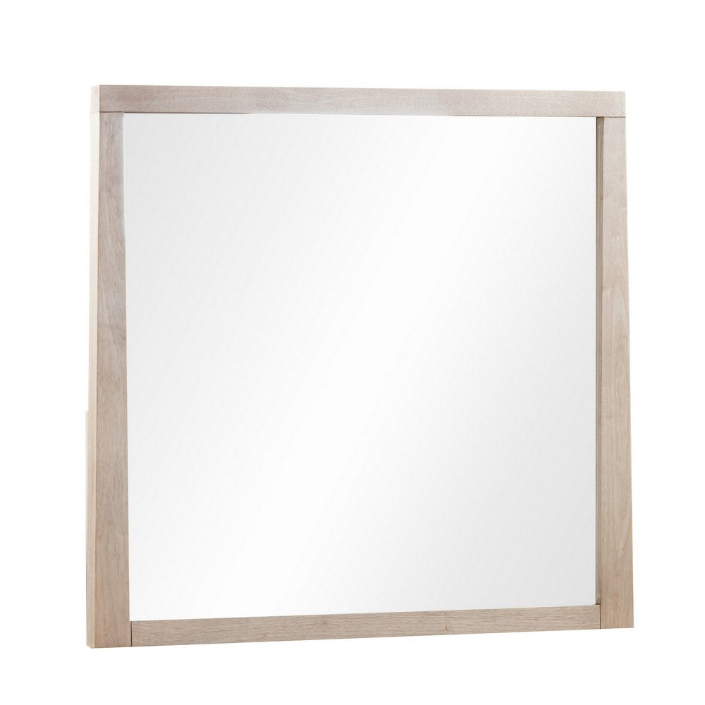Sumy Wall or Dresser Mirror | Beveled Glass | Jap&i Style | Brown Wood 37x40