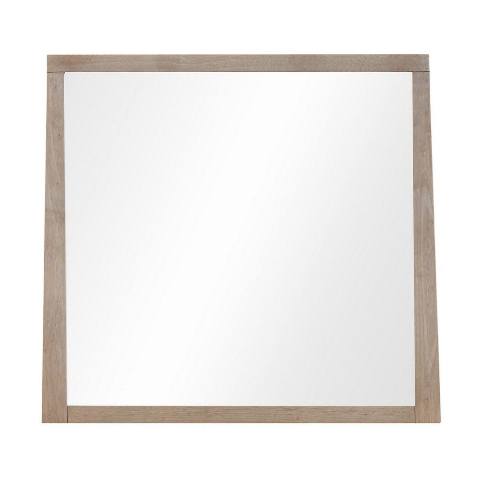 Sumy Wall or Dresser Mirror | Beveled Glass | Jap&i Style | Brown Wood 37x40