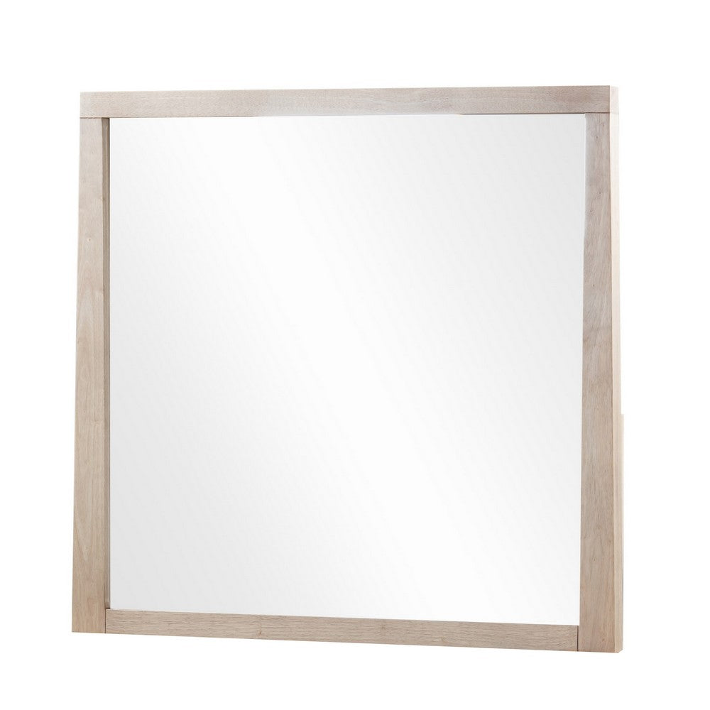 Sumy Wall or Dresser Mirror | Beveled Glass | Jap&i Style | Brown Wood 37x40