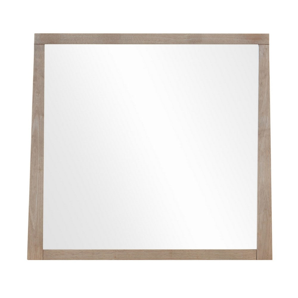 Sumy Wall or Dresser Mirror | Beveled Glass | Jap&i Style | Brown Wood 37x40