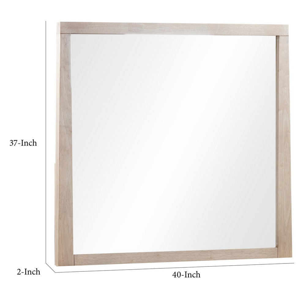 Sumy Wall or Dresser Mirror | Beveled Glass | Jap&i Style | Brown Wood 37x40