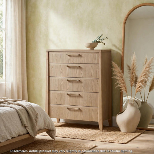 Sumy Tall Dresser Chest with 5 Drawers | Jap&i Accents | Ginger Wood