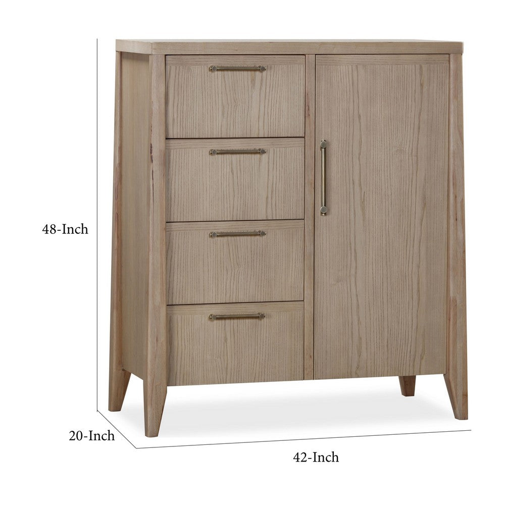 Sumy Dresser Chest with 4 Drawers & Door | Ginger Ash-Rubberwood