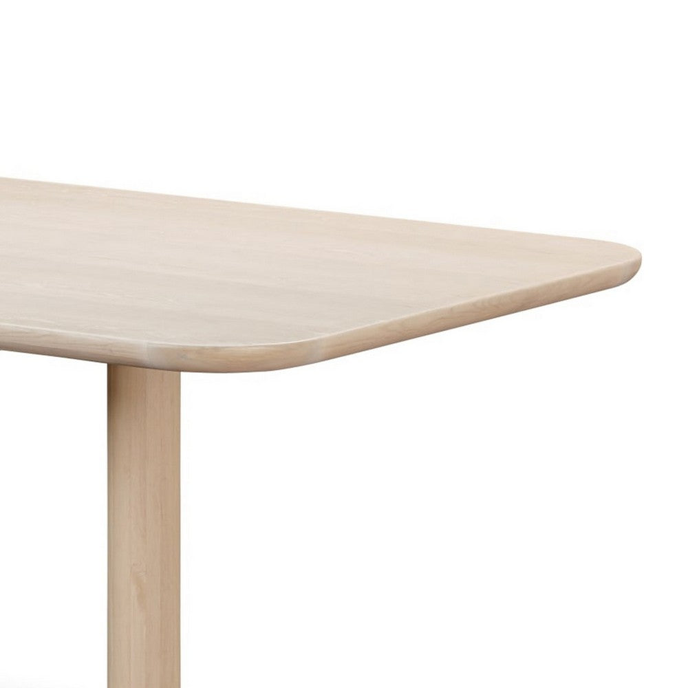 Livvy Rectangular Modern Dining Table | White S& Ash-Rubberwood 84"