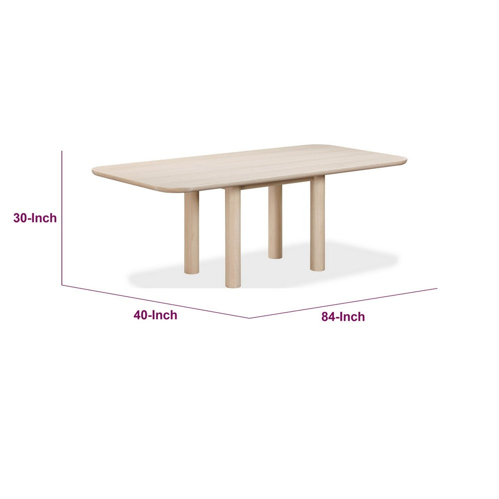 Livvy Rectangular Modern Dining Table | White S& Ash-Rubberwood 84"