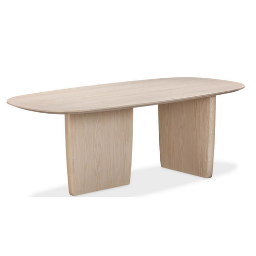 Livvy Oval Dining Table with Pedestal Base | White S& Solid Wood 84"