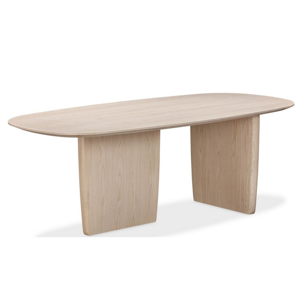 Livvy Oval Dining Table with Pedestal Base | White S& Solid Wood 84"
