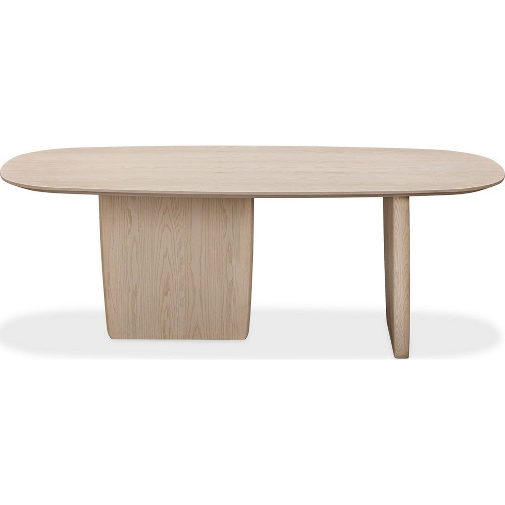 Livvy Oval Dining Table with Pedestal Base | White S& Solid Wood 84"