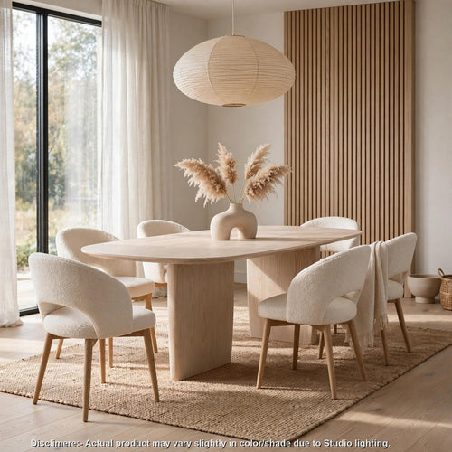 Livvy Oval Dining Table with Pedestal Base | White S& Solid Wood 84"