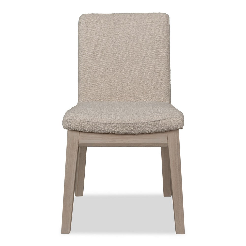 Livvy Dining Chair | Brown Boucle Fabric | White S& Solid Rubberwood