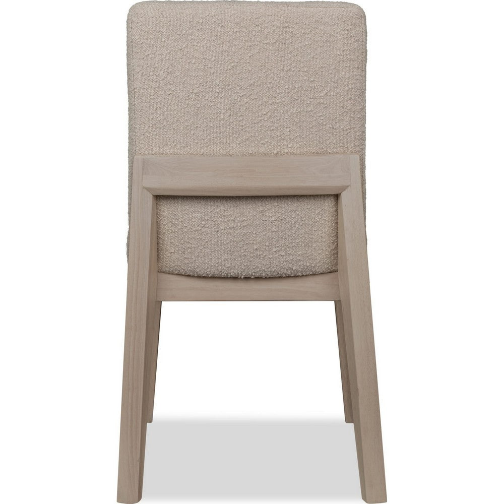 Livvy Dining Chair | Brown Boucle Fabric | White S& Solid Rubberwood