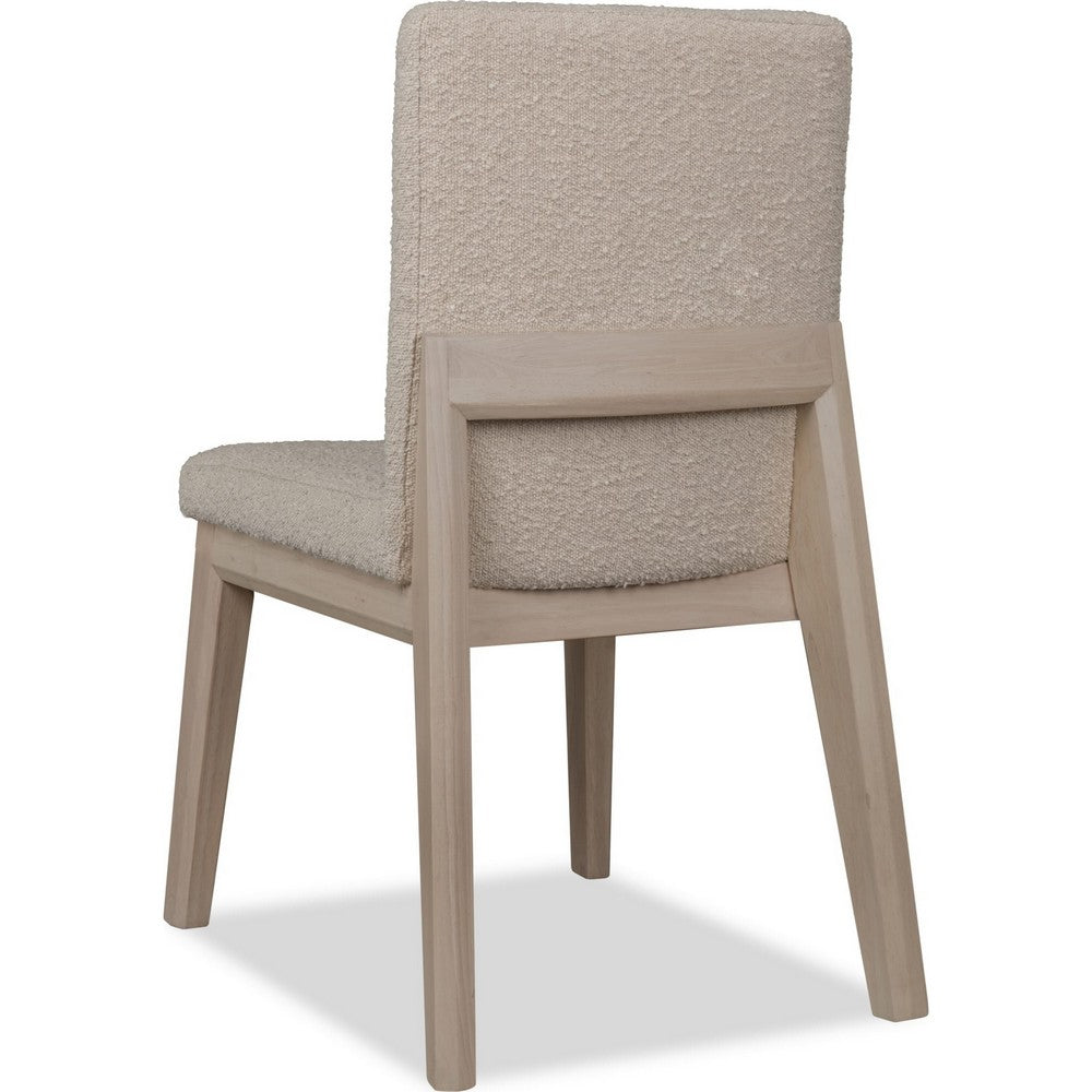 Livvy Dining Chair | Brown Boucle Fabric | White S& Solid Rubberwood