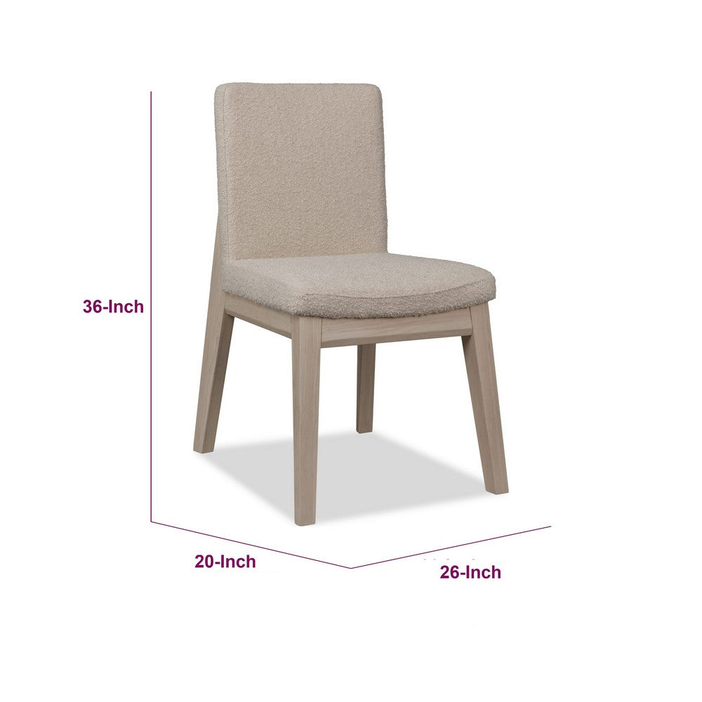 Livvy Dining Chair | Brown Boucle Fabric | White S& Solid Rubberwood