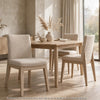 Livvy Dining Chair | Brown Boucle Fabric | White S& Solid Rubberwood